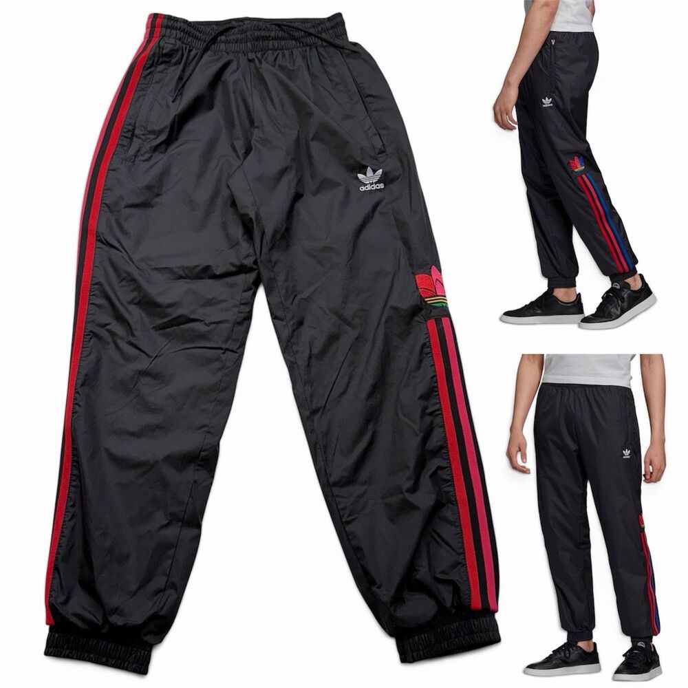 Adidas Originals 3D Trefoil Track Pants Black SMALL Multicolor Stripes GE0839